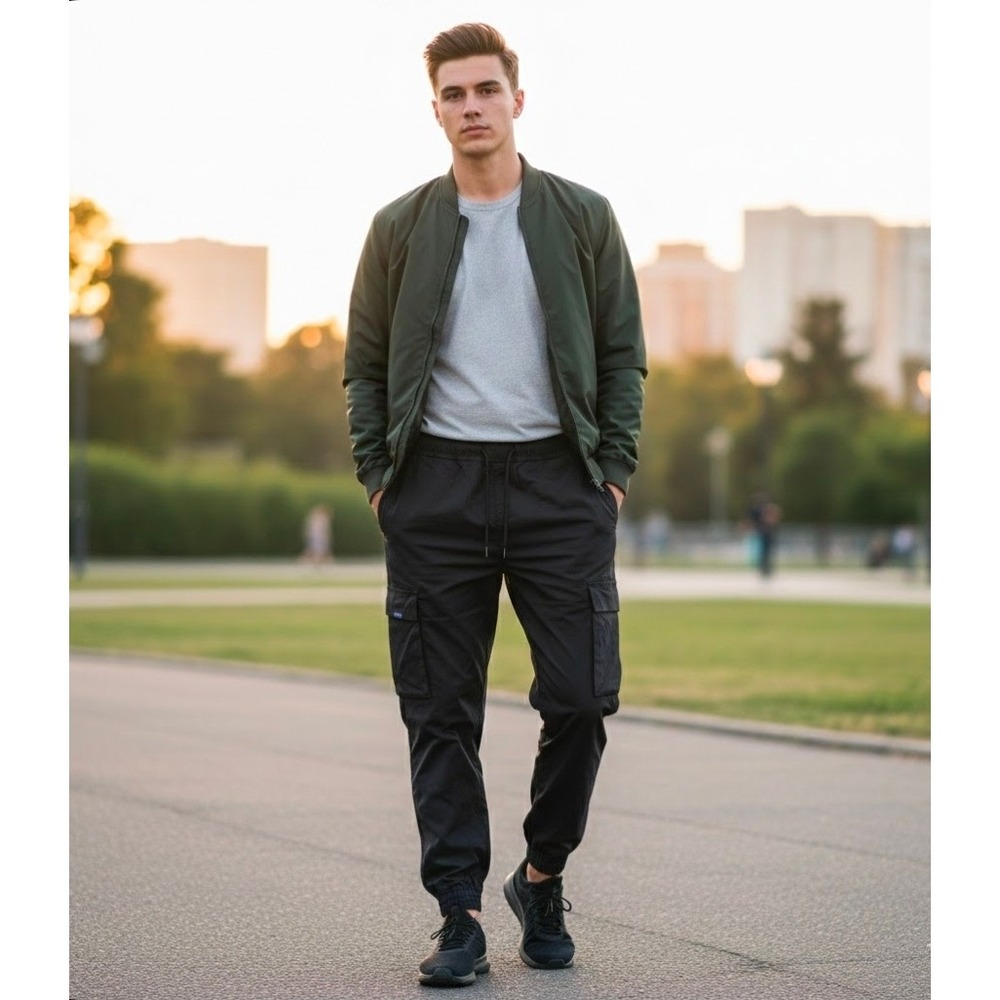 Smiths Workwear Men's Performance Cargo Jogger Pants‎ Large Black Stretch Nylon